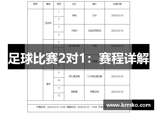 足球比赛2对1：赛程详解